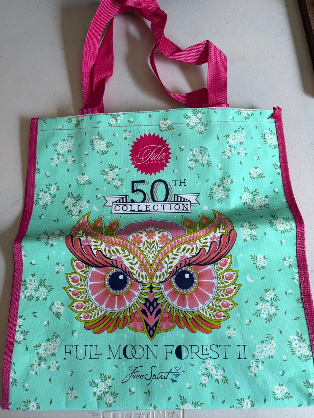 Tula Pink Full Moon Forest II Mint Owl Tote Bag